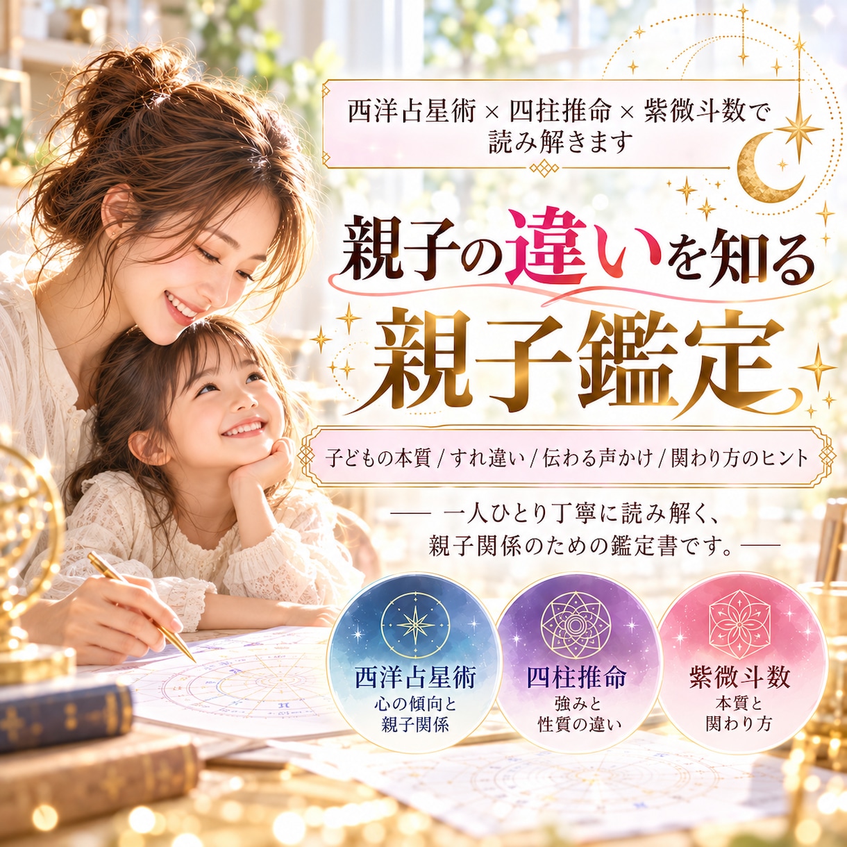 3つの占術で親子の違いと接し方を読み解きます 親子のすれ違いを理解し、伝わる言葉を見つける鑑定書 イメージ1