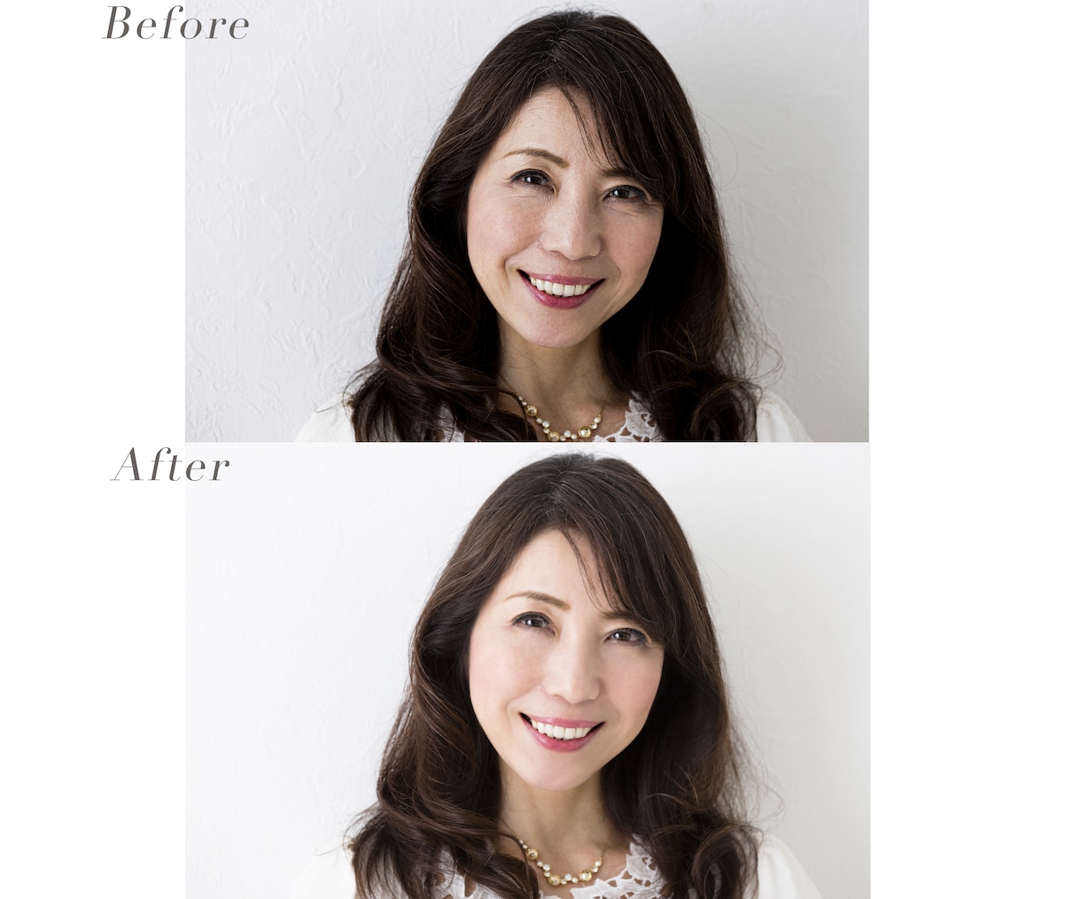 ひきつり顔の写真も自然にレタッチ(修正)いたします 写真が苦手な方の硬い表情などを自然な表情に修正致します♪ イメージ6