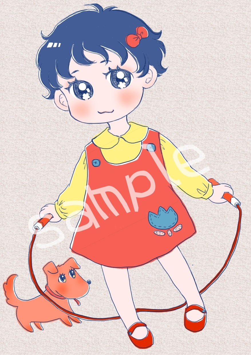 レトロかわいい人物イラスト描きます アナログ風のタッチで昭和っぽくエモいアイコンはいかがですか イメージ1