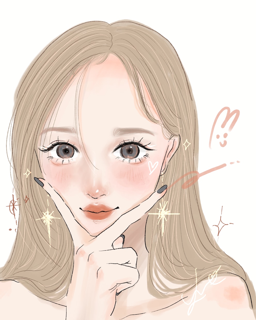商用可◎オルチャン風が可愛いアイコン描きます 韓国トレンド好きさんにぴったり♡お顔、髪、とにかく可愛く♡ イメージ1