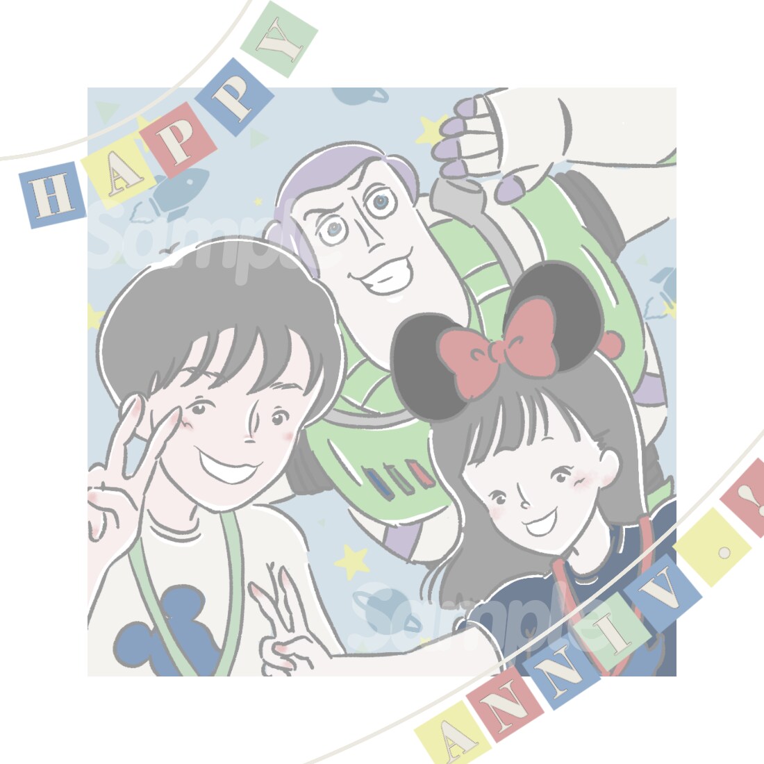くすみカラーが可愛いイラストを描きます やわらか シンプル レトロ 80年代 くすみ パステル ◎ イメージ9
