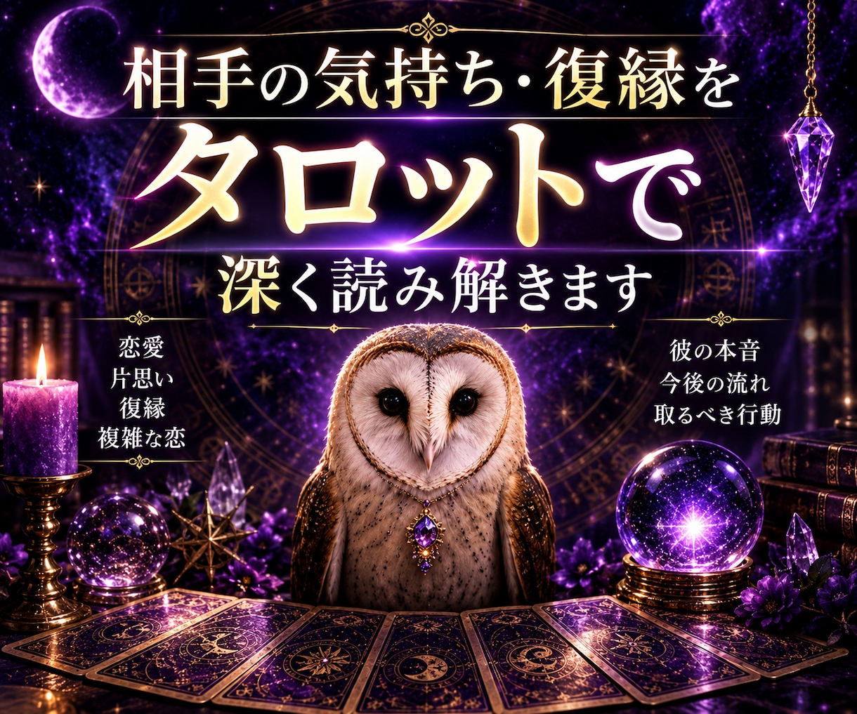 相手の気持ちと今後をタロットで深く読み解きます 恋愛・復縁｜5枚のカードで本音と今取るべき行動まで鑑定 イメージ1