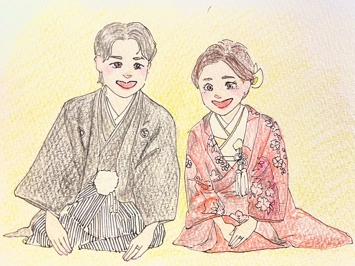 ふんわり似顔絵♡手描きのウェルカムボード描きます 【原画を納品！】世界でたった1枚の可愛い似顔絵 イメージ1