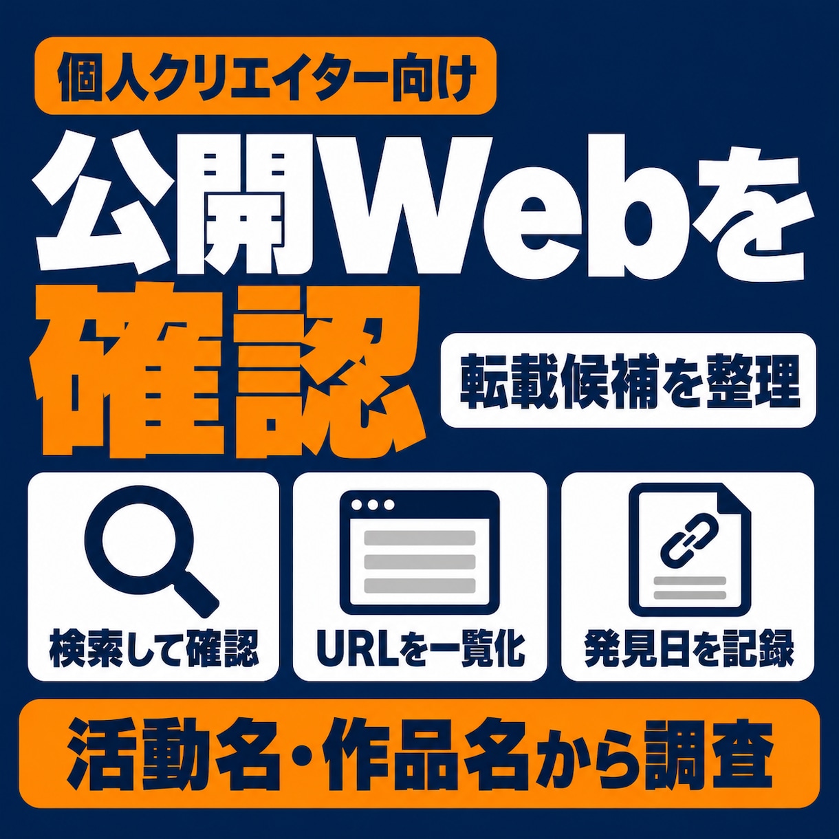 作品の無断転載候補を調査します 公開Webを調査｜転載候補URL・発見日・申請窓口まで整理 イメージ2