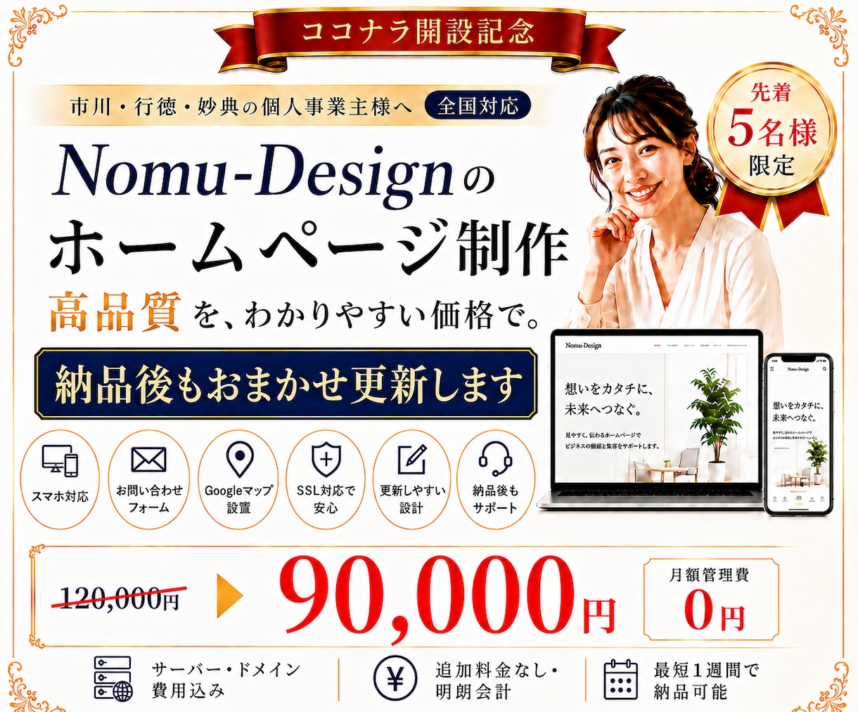 ココナラ【開設記念】ホームページ【格安】制作します SWELL専門｜【最短3日】個人事業主さま全てお任せください イメージ1