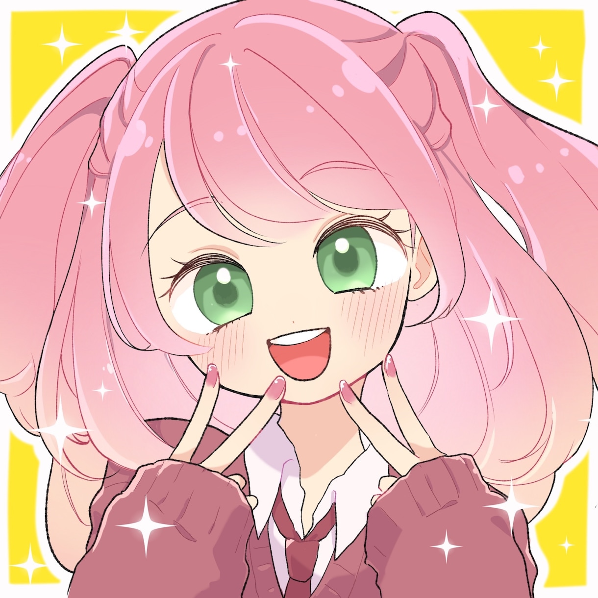 キラキラ可愛い♡オリジナルキャラクターを描きます SNSアイコン、創作キャラ、活動用イラストなどにおすすめ！ イメージ1