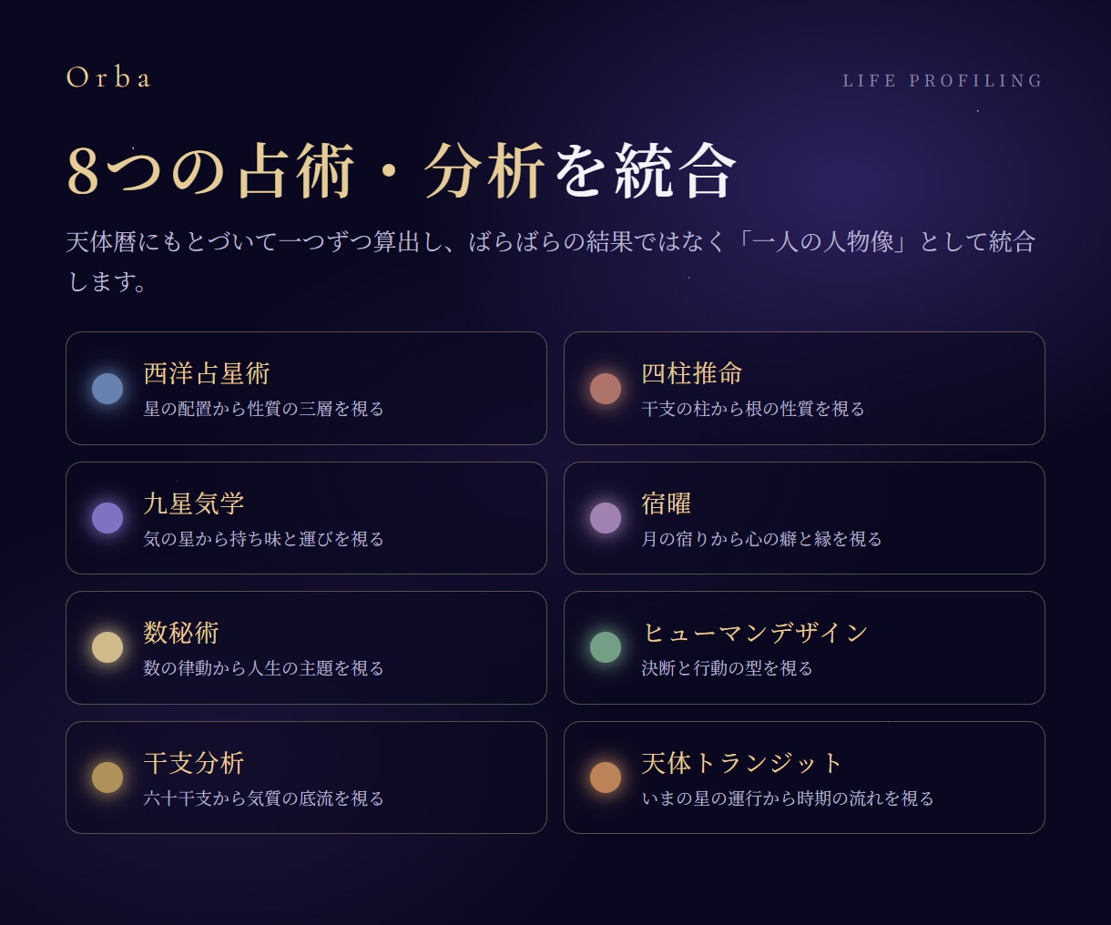 仕事や人生の悩みを8占術で個別鑑定します 8つの占術で迷いを整理し、次の一歩を言葉にします イメージ3