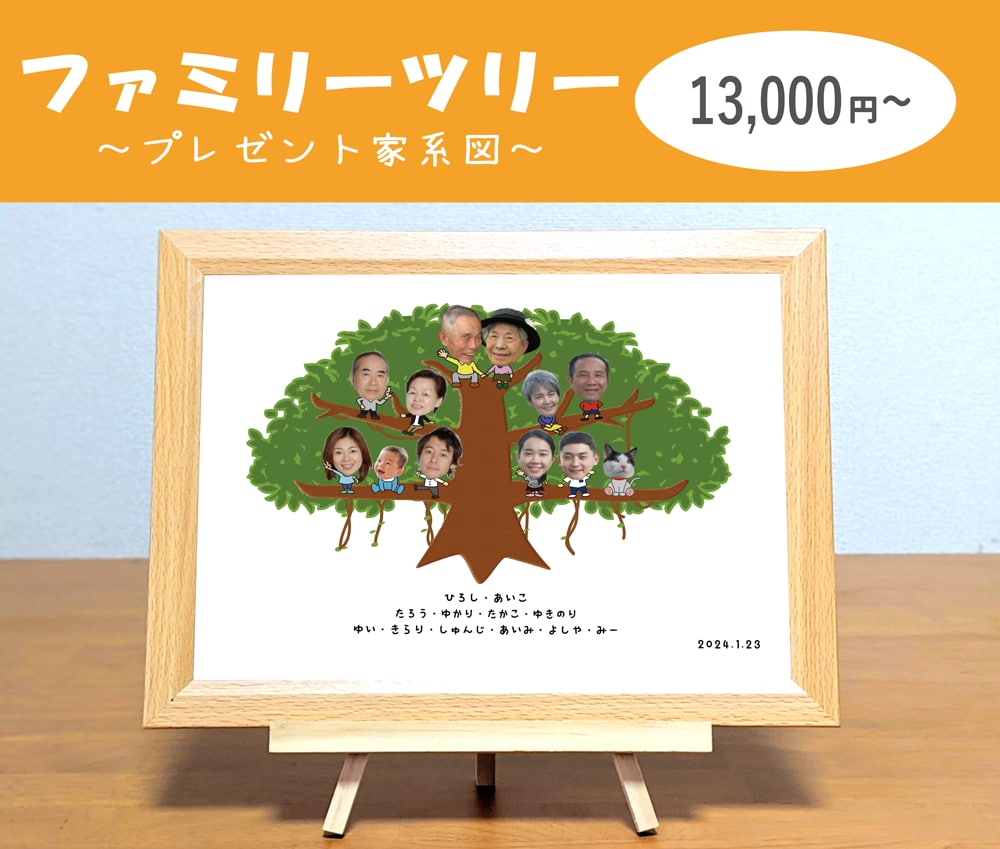 ファミリーツリー　プレゼント用家系図を作成します ご家族へ感謝を伝えるきっかけに イメージ1