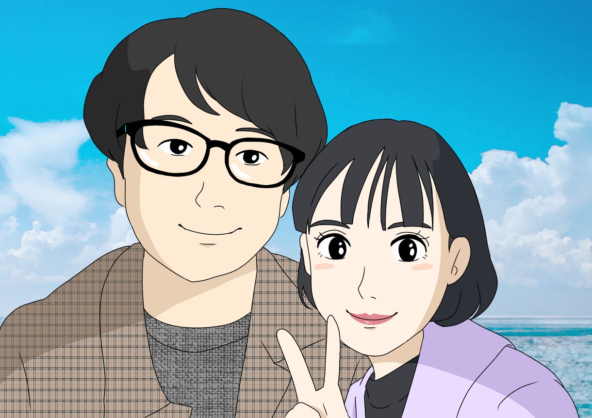ジブリ風★可愛いペアイラスト描きます 映画に出てきそうなイラストはいかがですか？ イメージ5