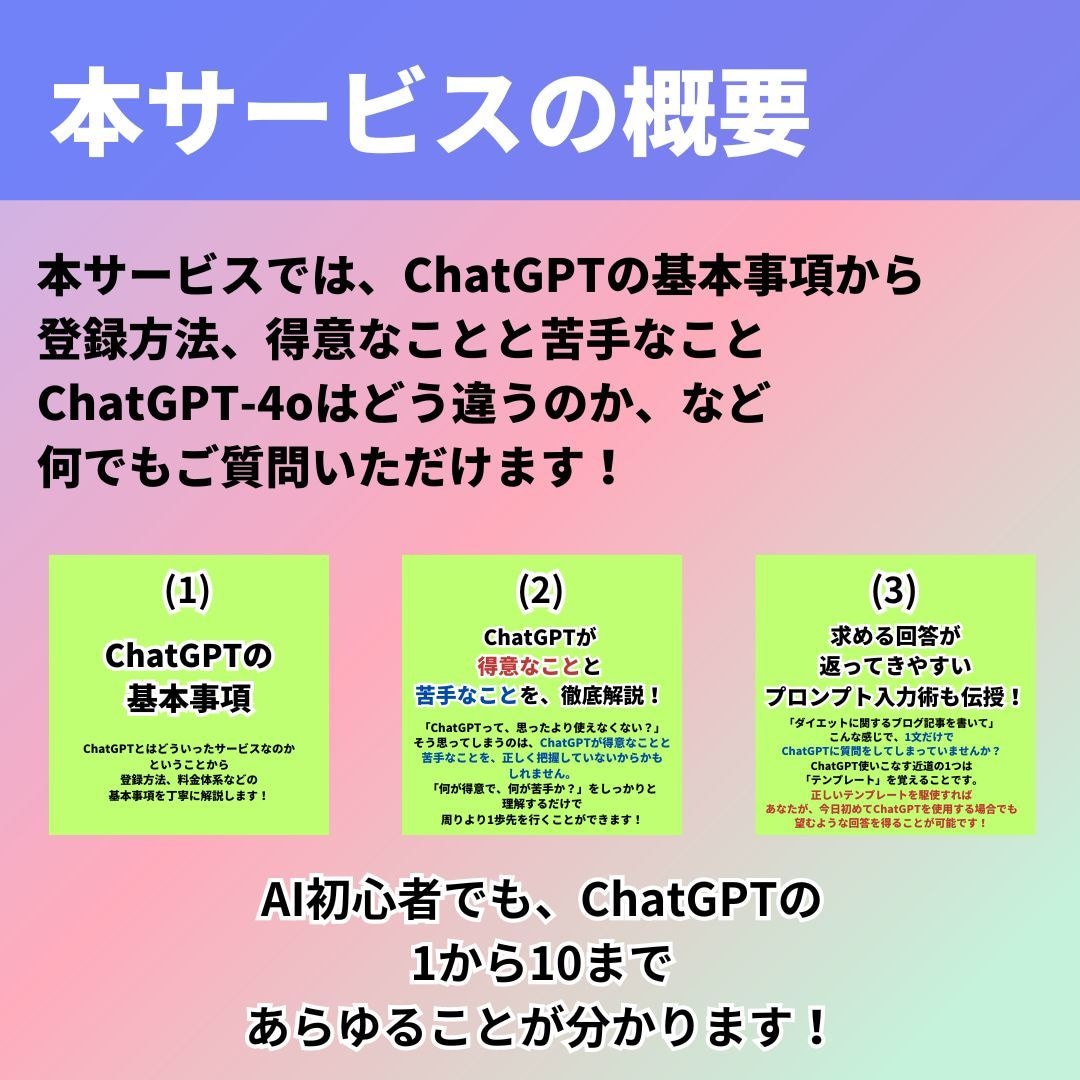 ChatGPTの使い方を説明します AI初心者を脱却するための、ChatGPTの全貌を解説します イメージ2
