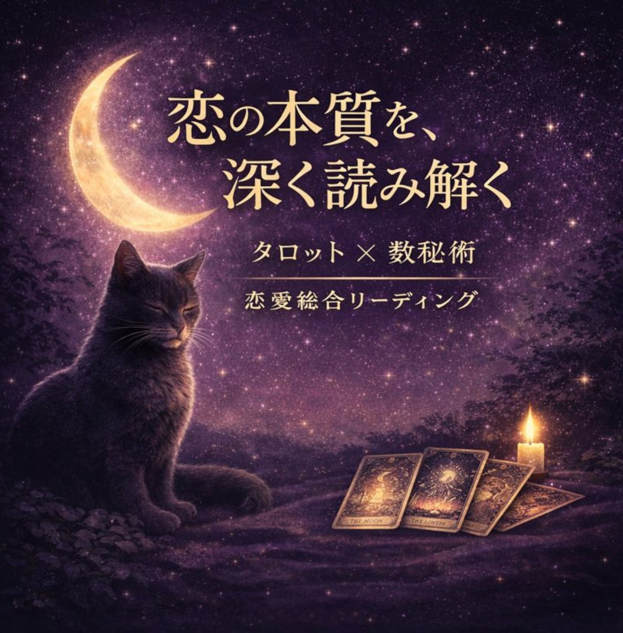 月灯りタロットで、恋と縁の流れを深く読み解きます 今の恋が動く理由と、これからの流れを読み解きます。 イメージ1