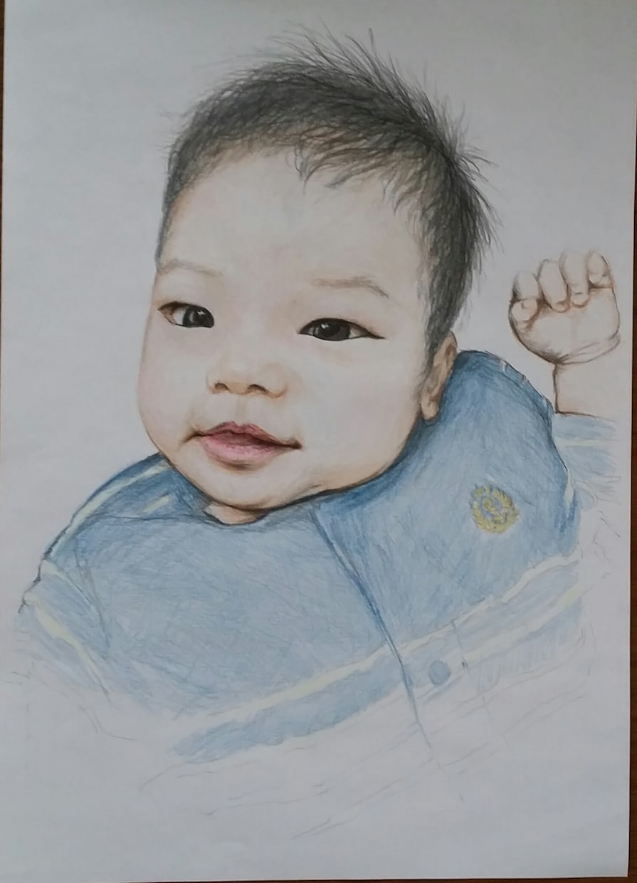 お子様、お孫さんや大切なご家族のお気に入りの写真からリアル似顔絵を作成いたします。 イメージ3