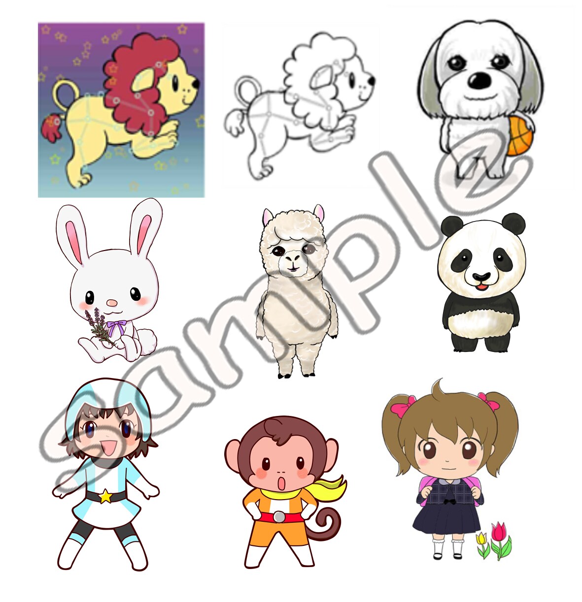 かわいいイラスト描きます 動物・女の子ミニキャラなど。丁寧にお描きします。 イメージ1