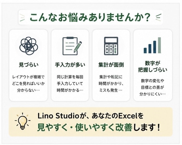 見づらいExcelを使いやすく改善しますます 既存の管理表を整理・見える化！毎日の業務を使いやすく。 イメージ2