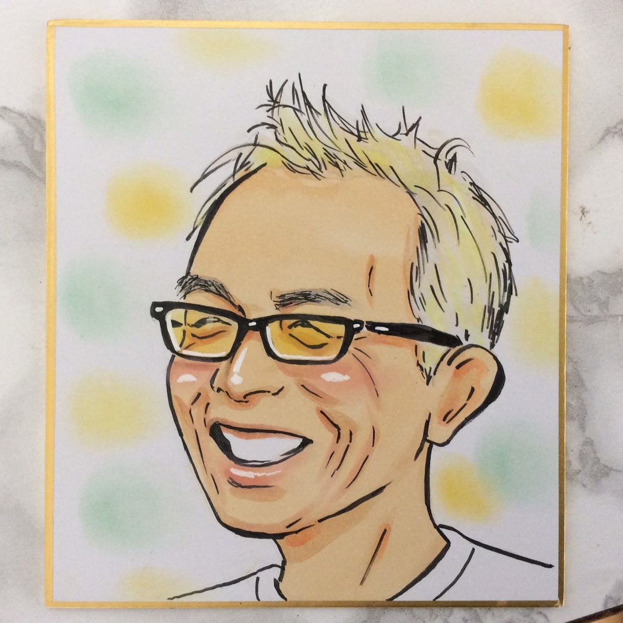 父の日ギフト用の似顔絵を描きます ミニサイズの色紙にお父さんの似顔絵可愛く描きます イメージ5