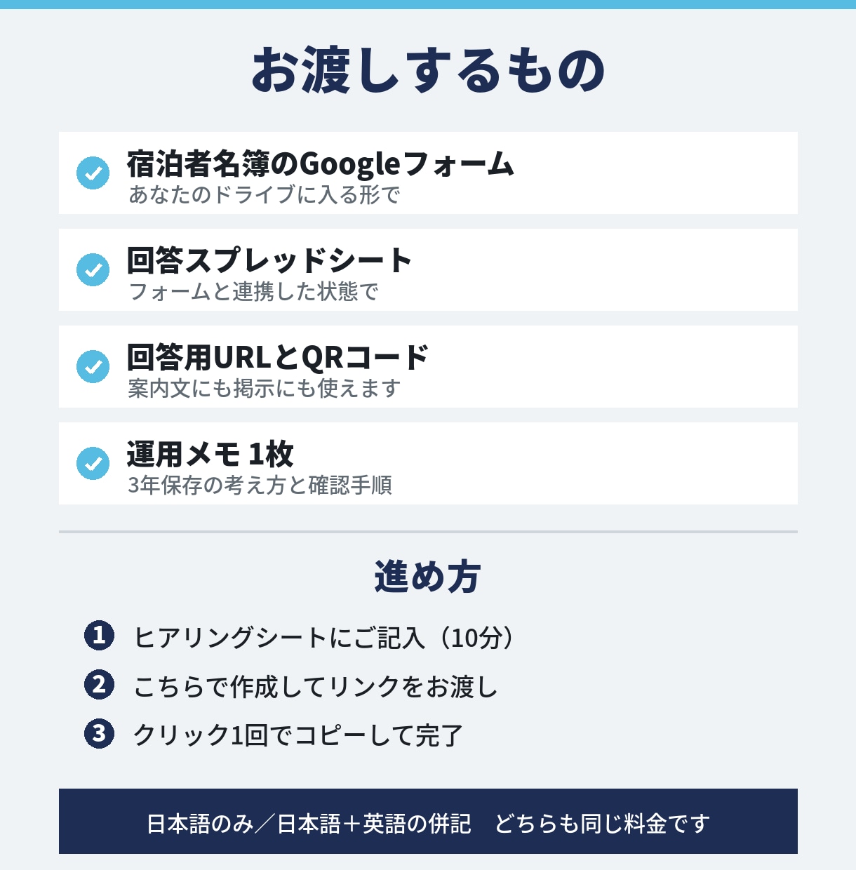 民泊の宿泊者名簿フォームをQR付きで作ります 届出済みの現役ホスト3棟運営／住宅宿泊管理業者が作成 イメージ2