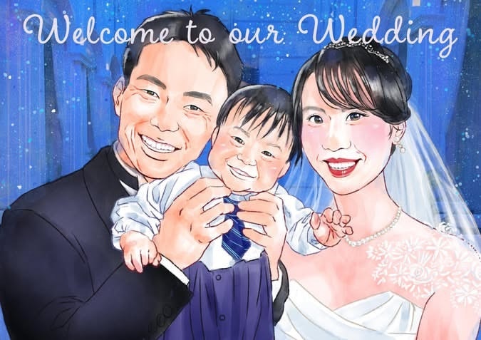 多幸感溢れるウェルカムボードお描きします ご結婚される皆さまの"幸せ"を優しくも華やかに演出します。 イメージ2