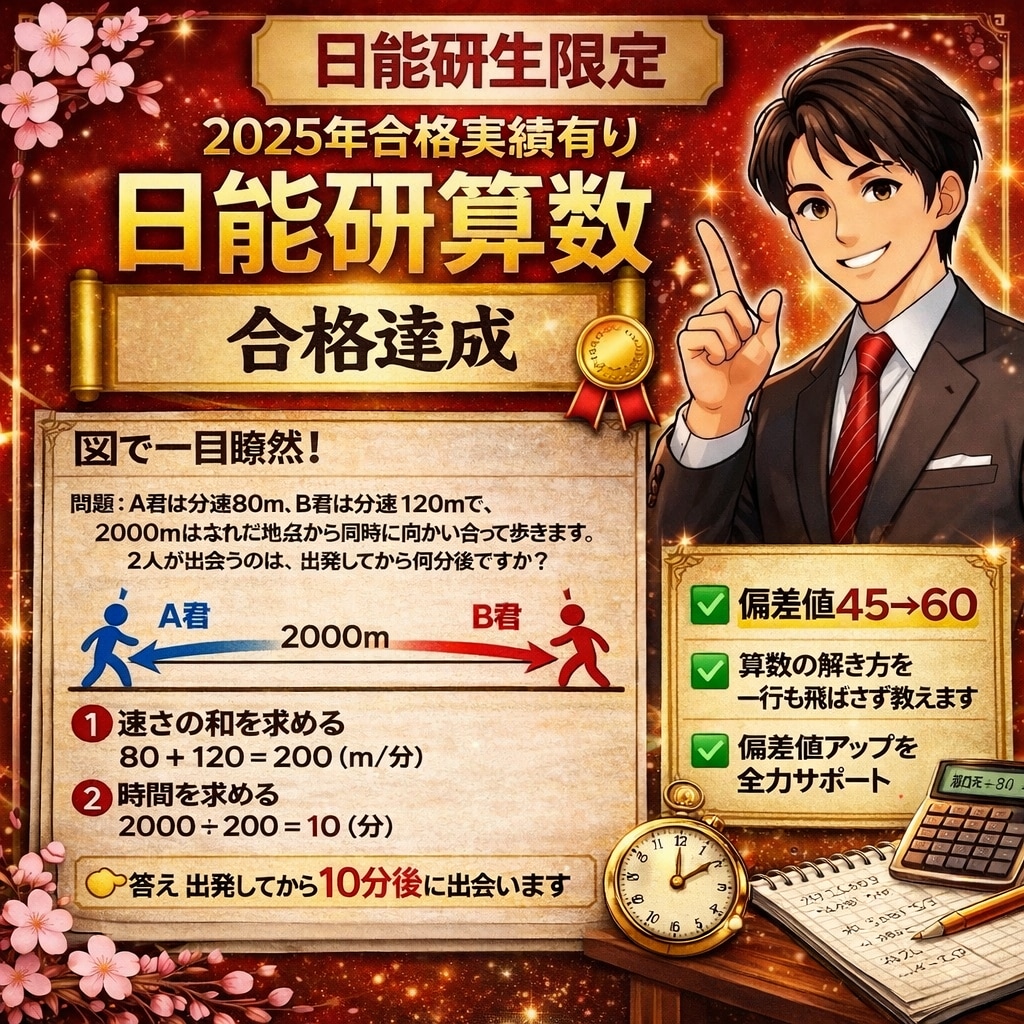 日能研算数｜計算過程を一行も飛ばさず丁寧に教えます 2025年合格者の父が伴走！現役研究員の論理的な算数習得法 イメージ1