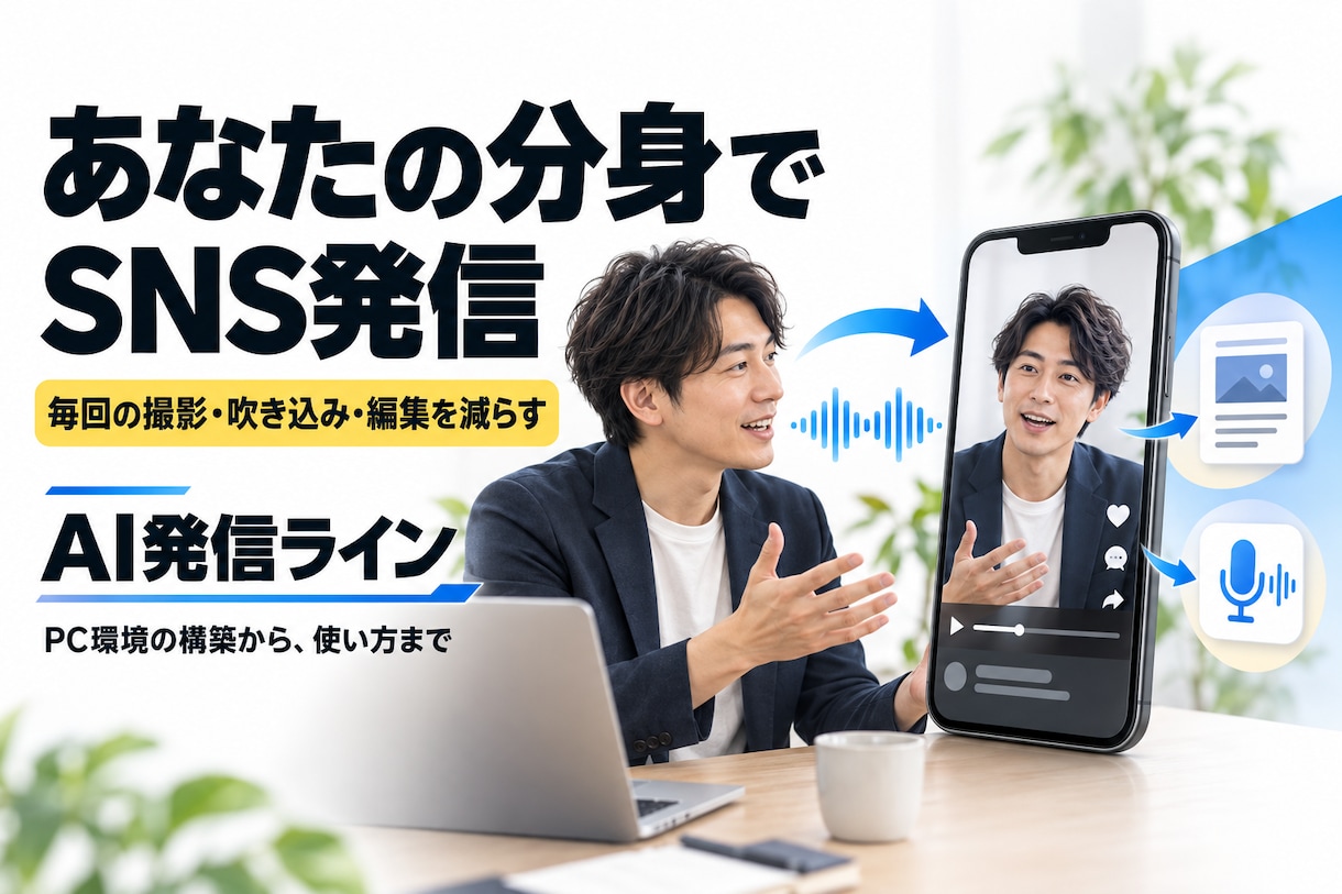 あなたの分身でSNS発信するAI環境を構築します 外注費を抑えて、AIで制作・投稿を自動化！自社で回す発信へ イメージ1