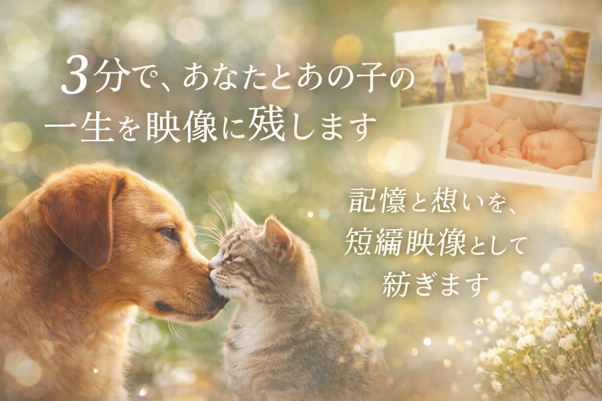 3分で、あなたとあの子の一生を映像に残します 記憶と想いを、短編映像として紡ぎます イメージ1