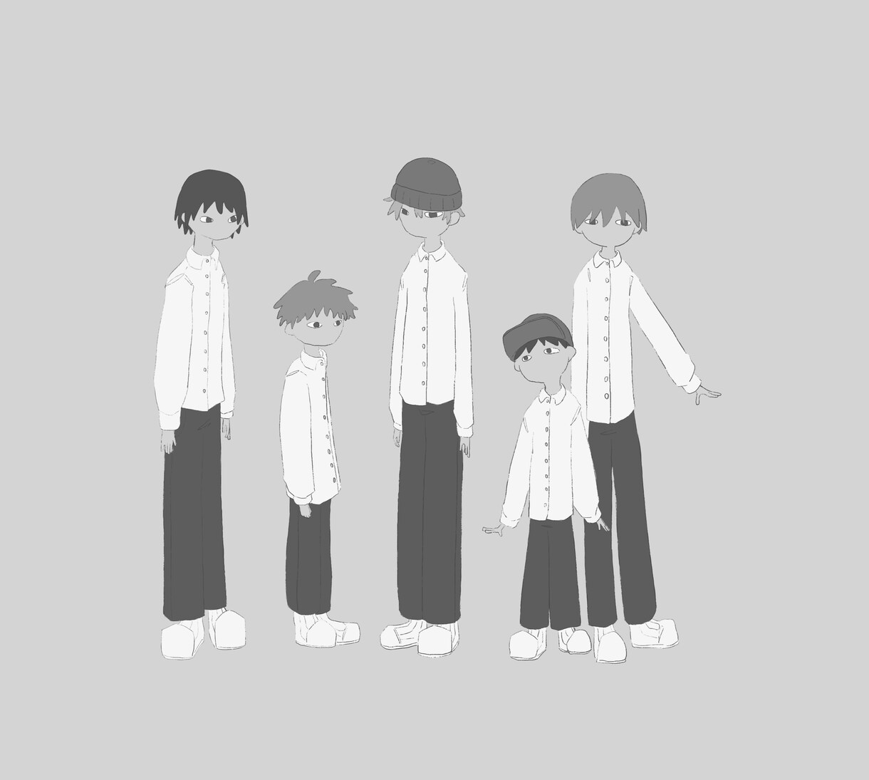 ワンポイントに使えるモノクロ人物イラストを描きます ゆるいデフォルメな特徴的なイラストです。 イメージ1