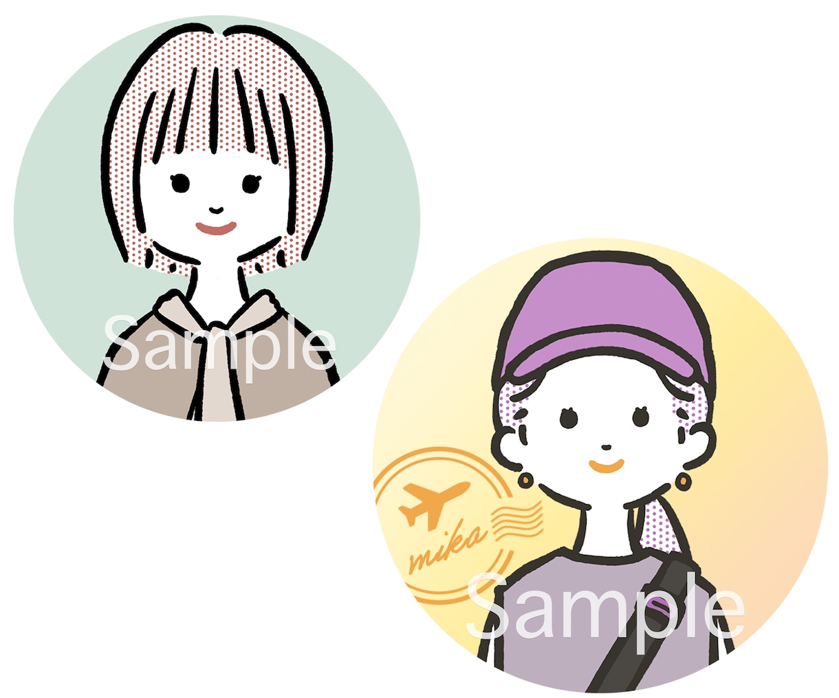 ポップでかわいい似顔絵アイコンをお作りします 背景にかわいい柄も追加できます♫ イメージ7