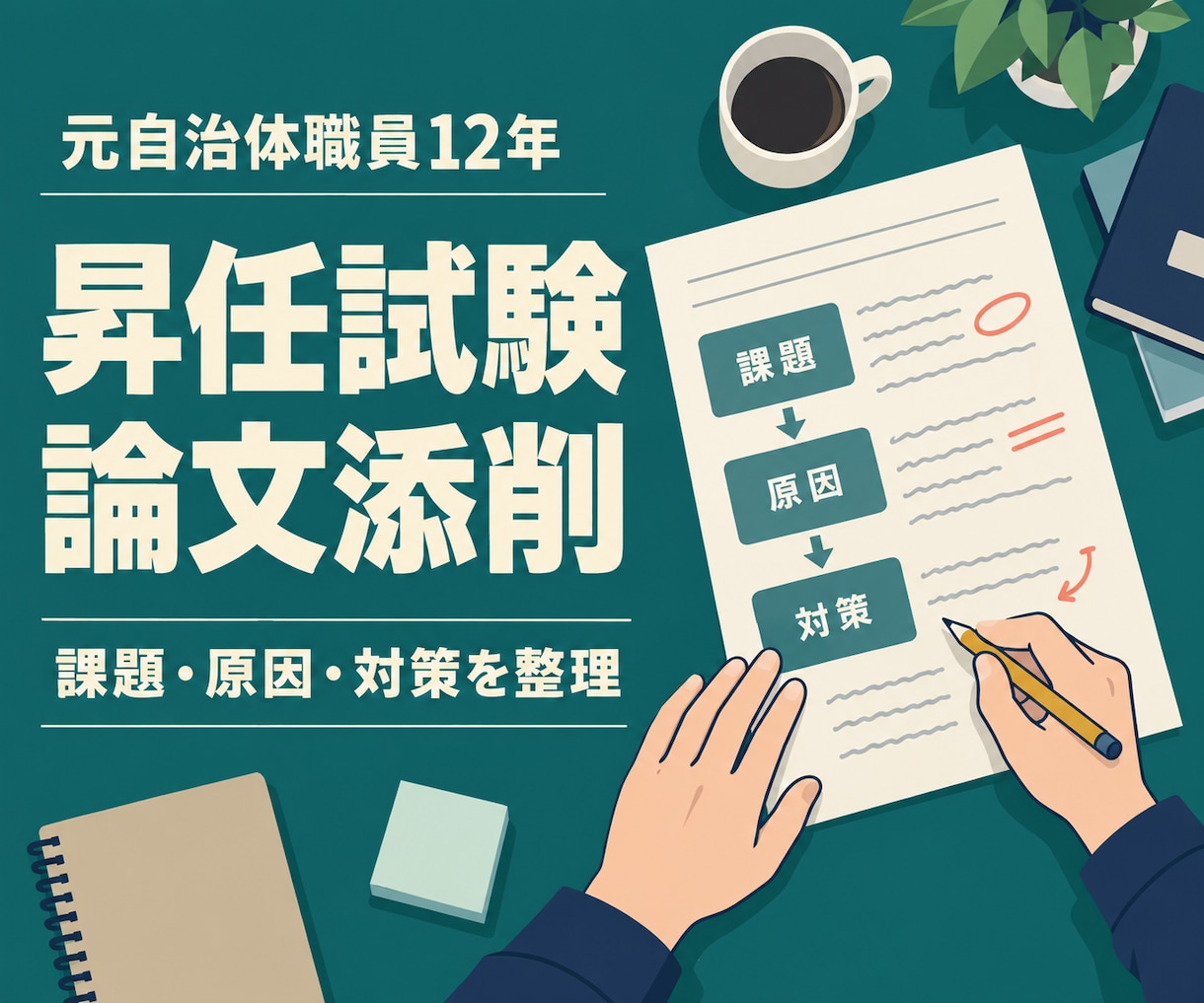 元自治体職員が、公務員昇任試験の論文を添削します 課題・原因・対策を整理し、あなたの言葉で伝わる論文へ イメージ1