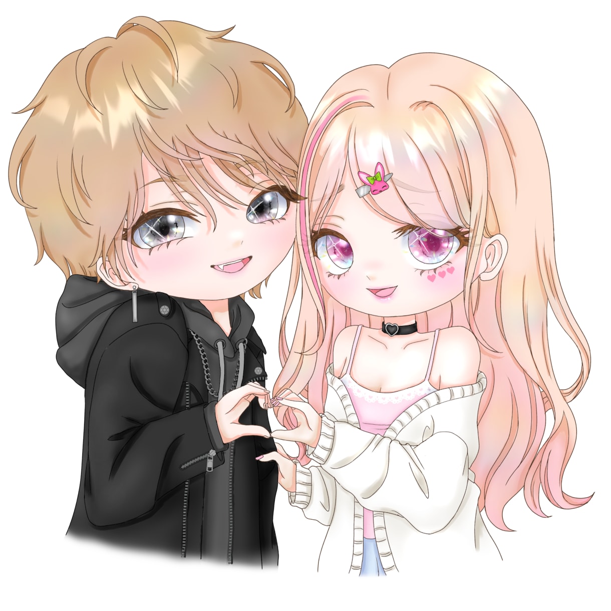 カップルやお友達同士のかわいいペア画を作成します ミニキャラでも等身でも描けますので、お気軽にご相談ください！ イメージ3