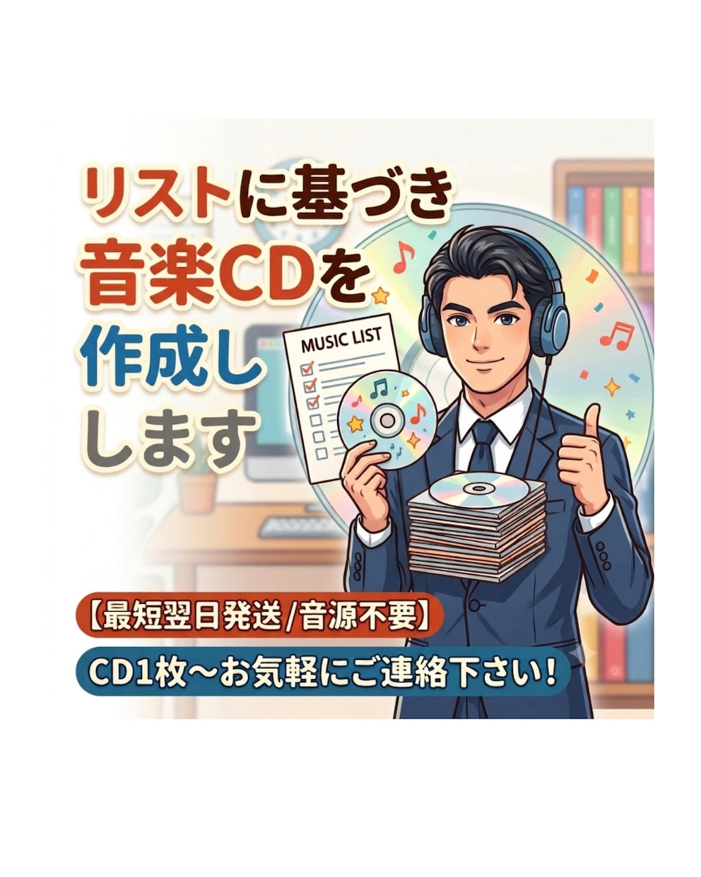 リストに基づき音楽CDを作成します 【最短翌日発送/音源不要】CD1枚～お気軽にご連絡下さい！ イメージ1
