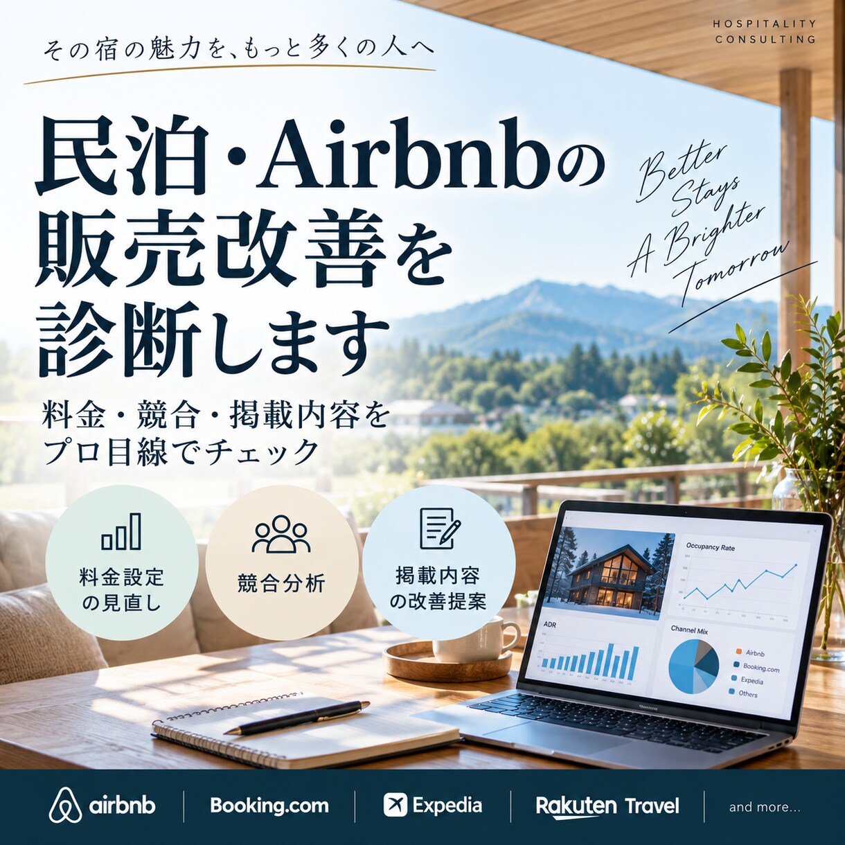 民泊・Airbnbの販売改善を診断します 料金・競合・掲載内容をプロ目線でチェック イメージ1