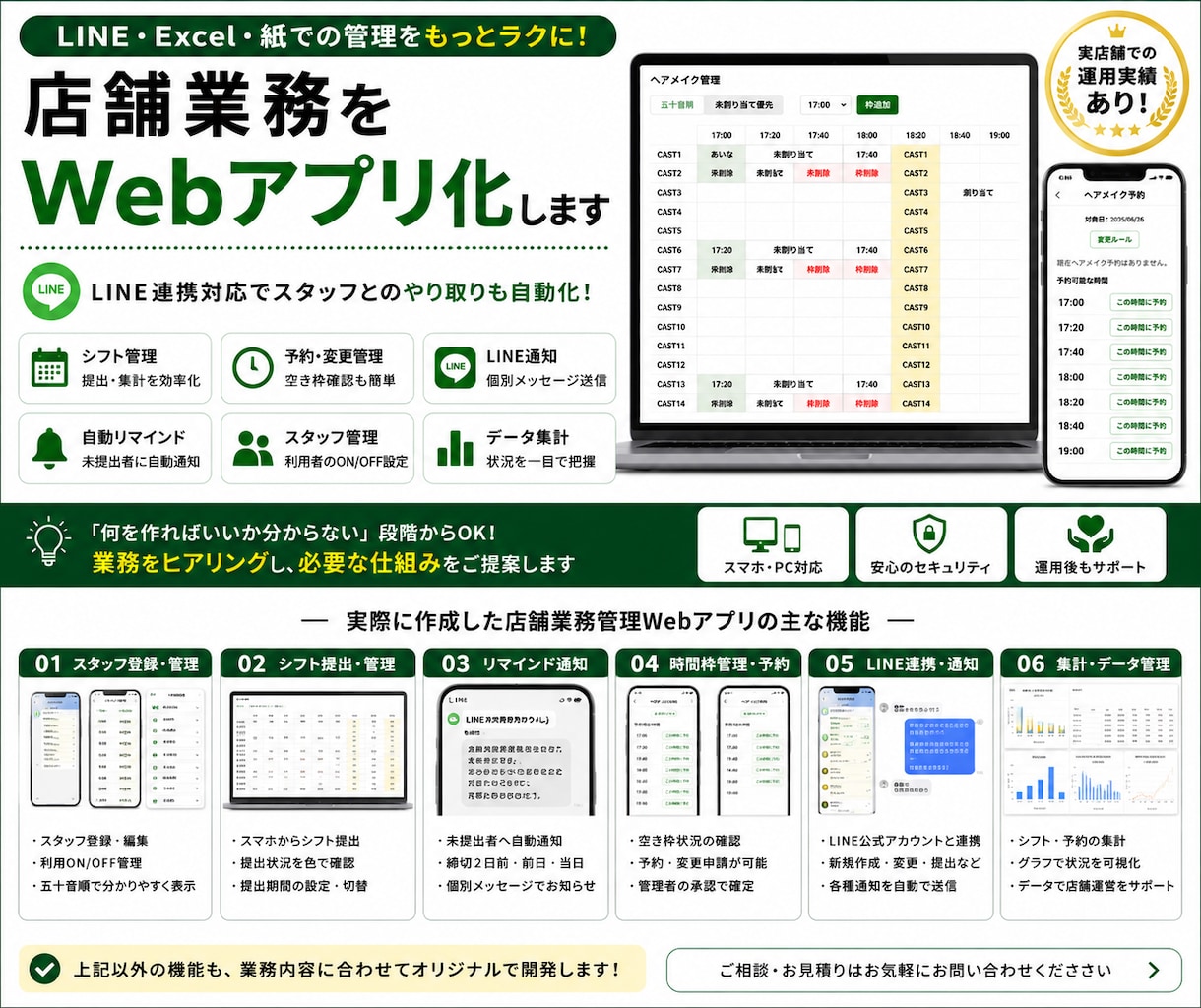 店舗業務をWebアプリで効率化します 店舗運営経験を活かし業務に合う仕組みを作ります イメージ1
