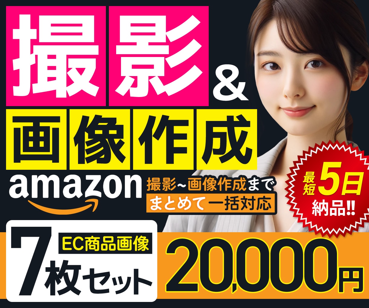 プロにお任せ！アマゾンの商品撮影と画像を構築します 当社のプロチームが撮影から画像制作まで一気通貫で仕上げます。 イメージ1