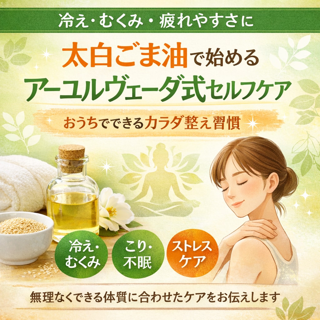 太白ごま油✕アーユルヴェーダ式ケアをお伝えします 和のアーユルケア（太白ごま油ゆるり） イメージ1