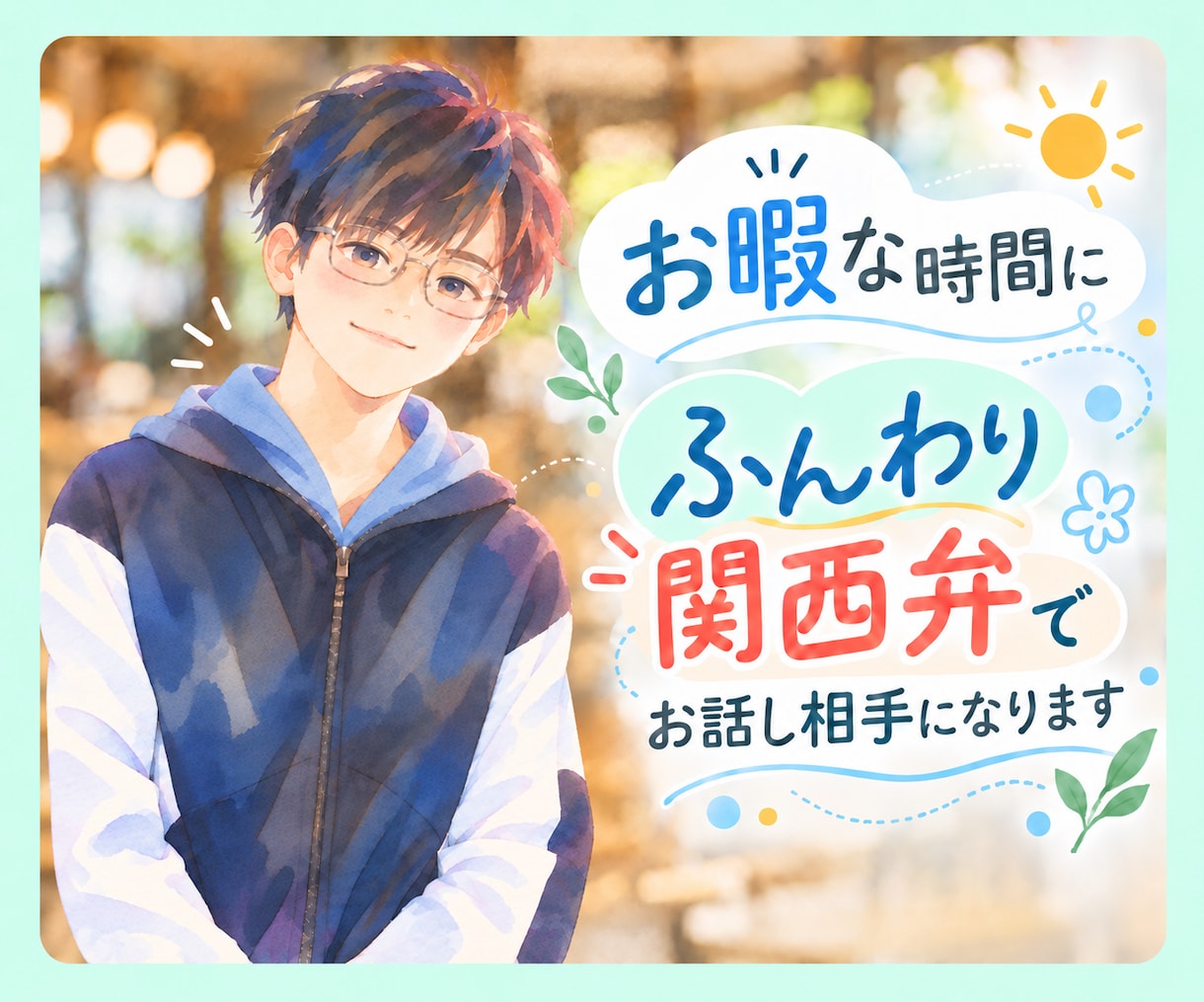 お暇な時間にふんわり関西弁でお話し相手になります 昼下がりのスキマ時間・ひとり時間に♪1分からゆるっと雑談✨️ イメージ1