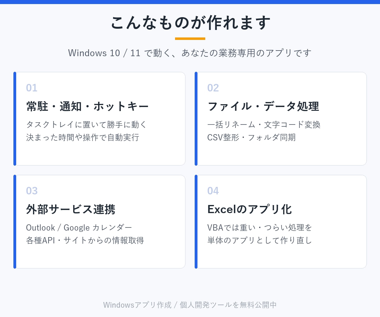 あなた専用のWindowsアプリを作成します その『こんなアプリがあったら便利なのにな』を形に イメージ3