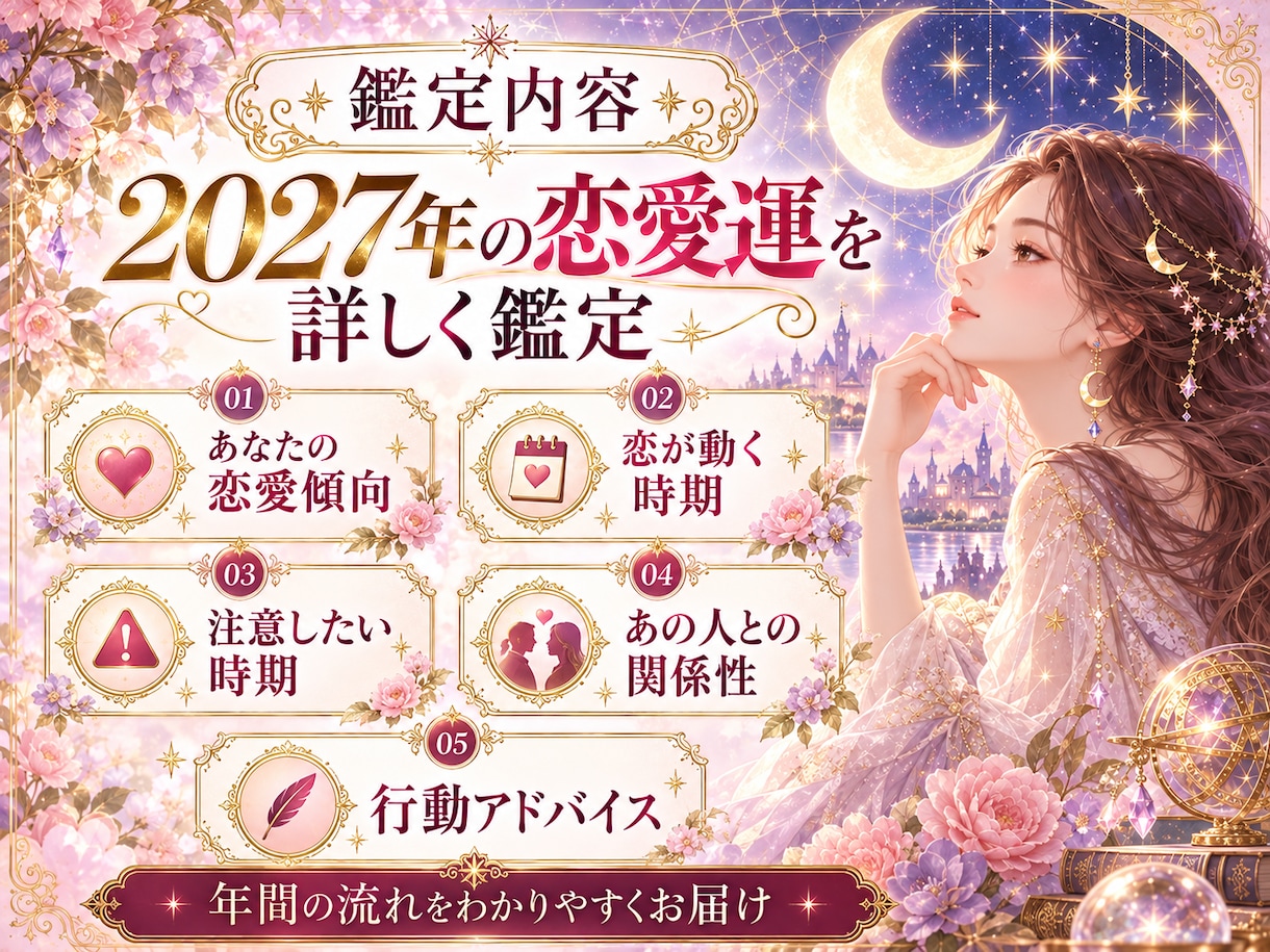 2027年の恋愛運と複雑な恋の行方を占います 不倫・復縁・片思い｜2027年の恋愛運と転機を詳しく鑑定 イメージ3