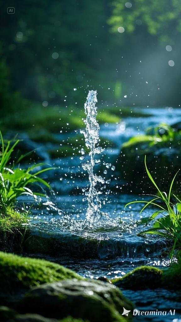泉の写真がなかったので、画像作成します こんこんと湧き上がる泉の絵、画像になります。 イメージ1