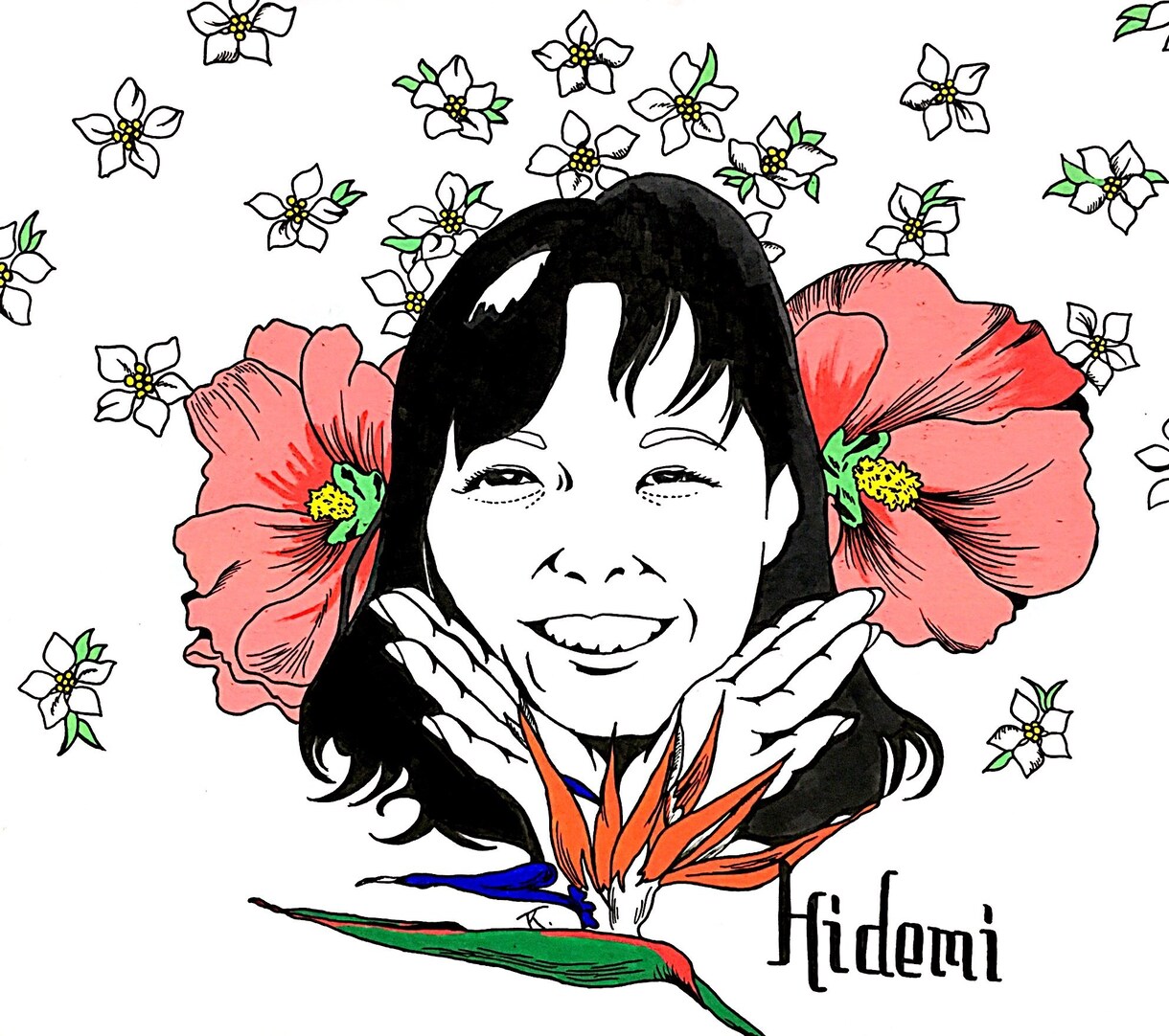 あなたの性格に合ったお花と似顔絵を描きます 似顔絵屋さん。その方の雰囲気をお顔とお花で表現します。 イメージ3