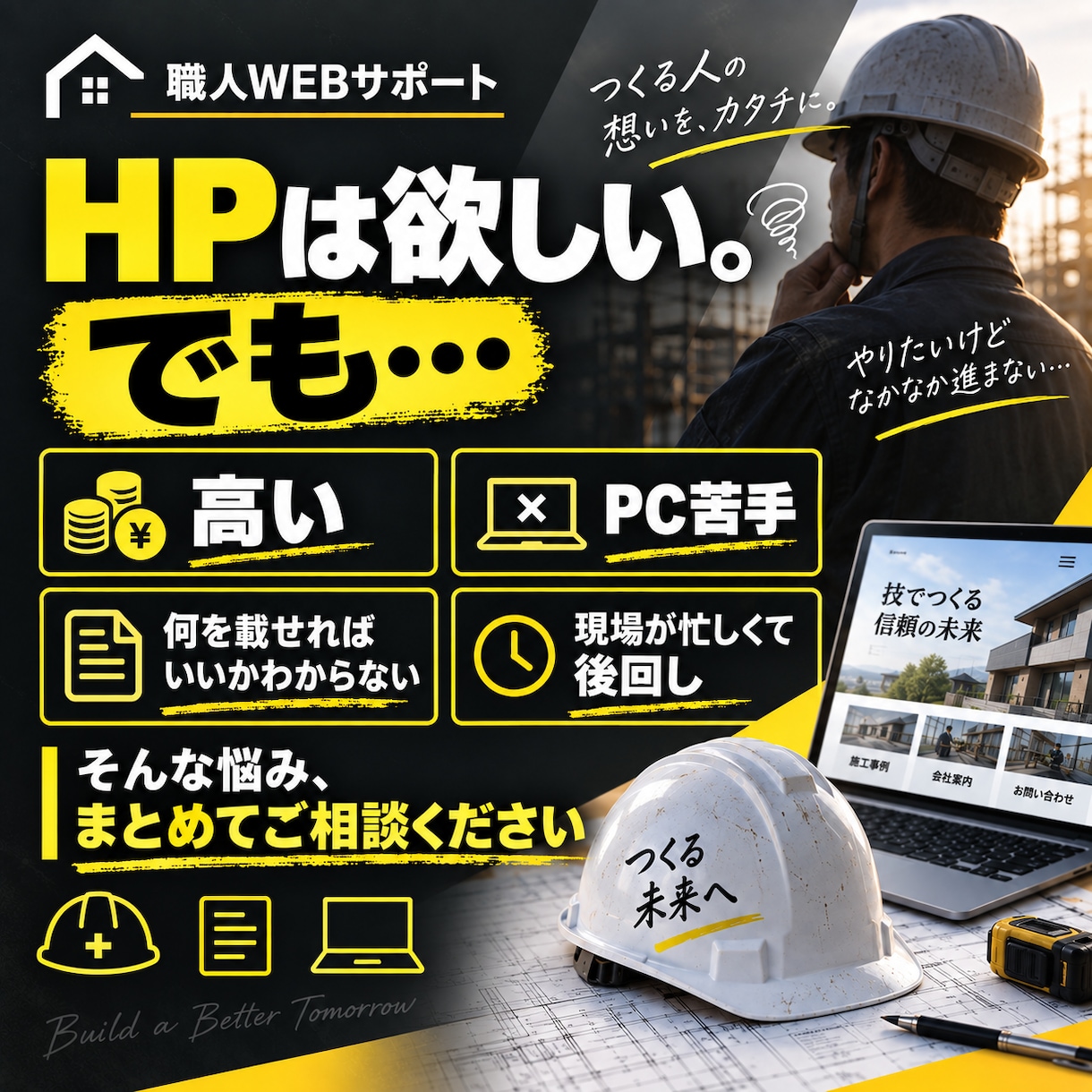 建設業・一人親方向けHPを制作します 独立したての職人さんの会社づくりをサポート イメージ2
