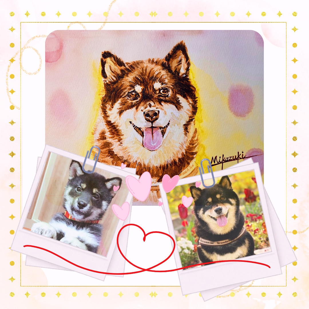 ご家族のネコちゃんワンちゃん似顔絵を製作します 温もりのある手描き水彩画で世界に一枚の似顔絵をお届けします イメージ4