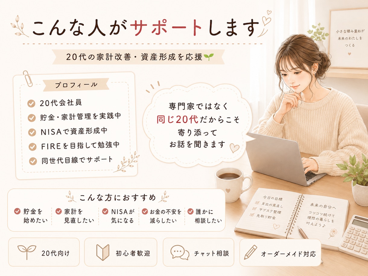20代向け家計改善アドバイスします 貯金・資産形成の第一歩をサポート✨ イメージ5