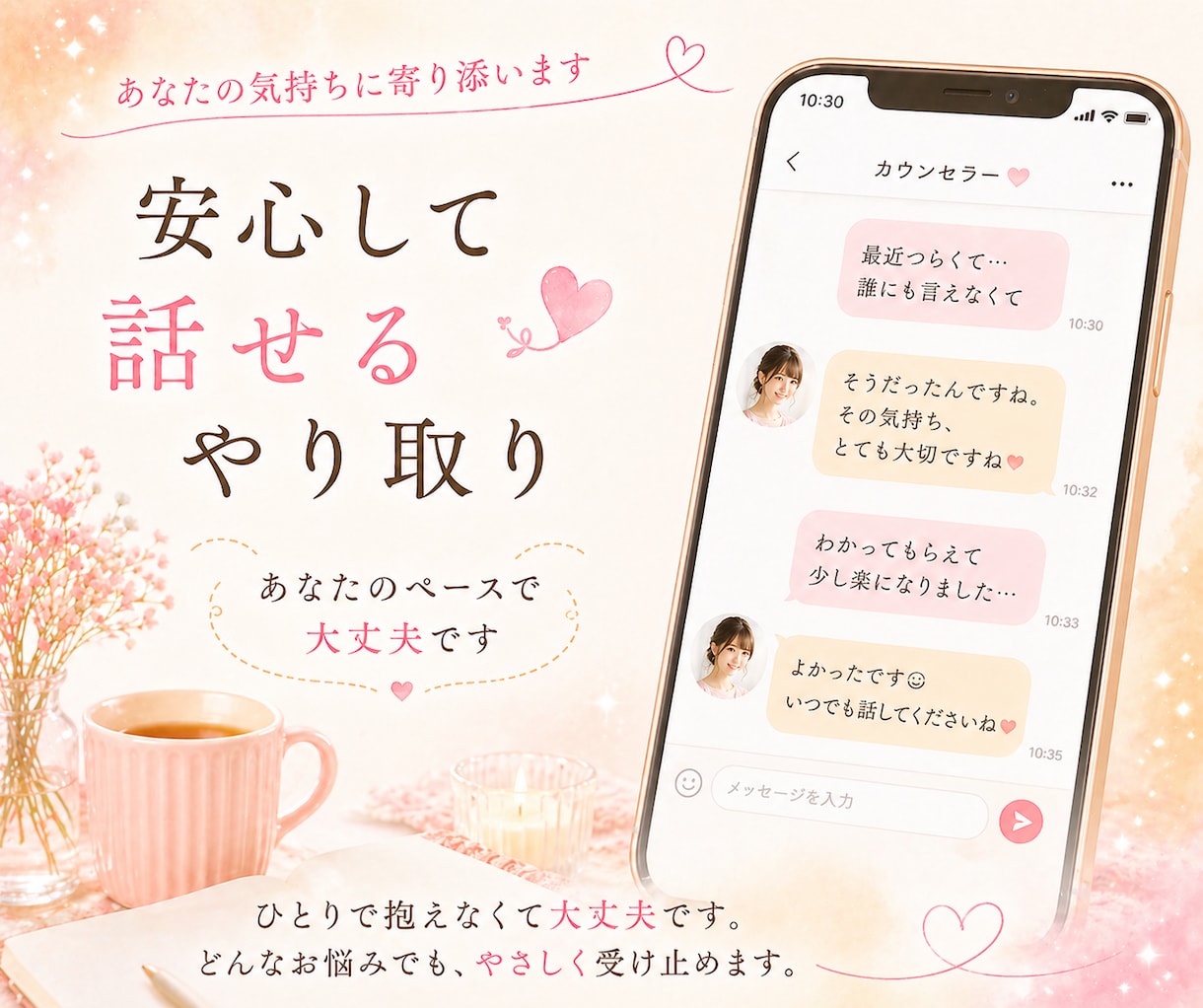 SNSで気軽に相談できる安心の場所をお届けします _3日で3通_話すだけでも大丈夫、やさしく寄り添います イメージ3