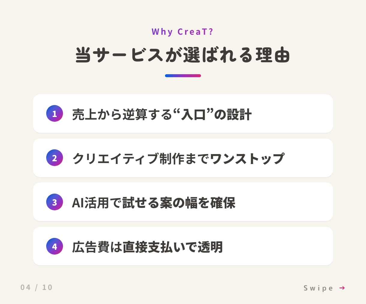 少額からOK／Meta広告を設計から運用します 戦略設計×クリエイティブ制作×運用改善をワンストップで イメージ4