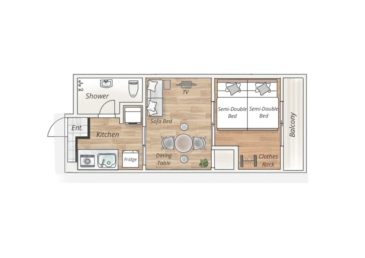 おしゃれで目を引く間取り図面を作ります パッと見でお部屋のイメージが湧きます。民泊案件実績多数あり。 イメージ7