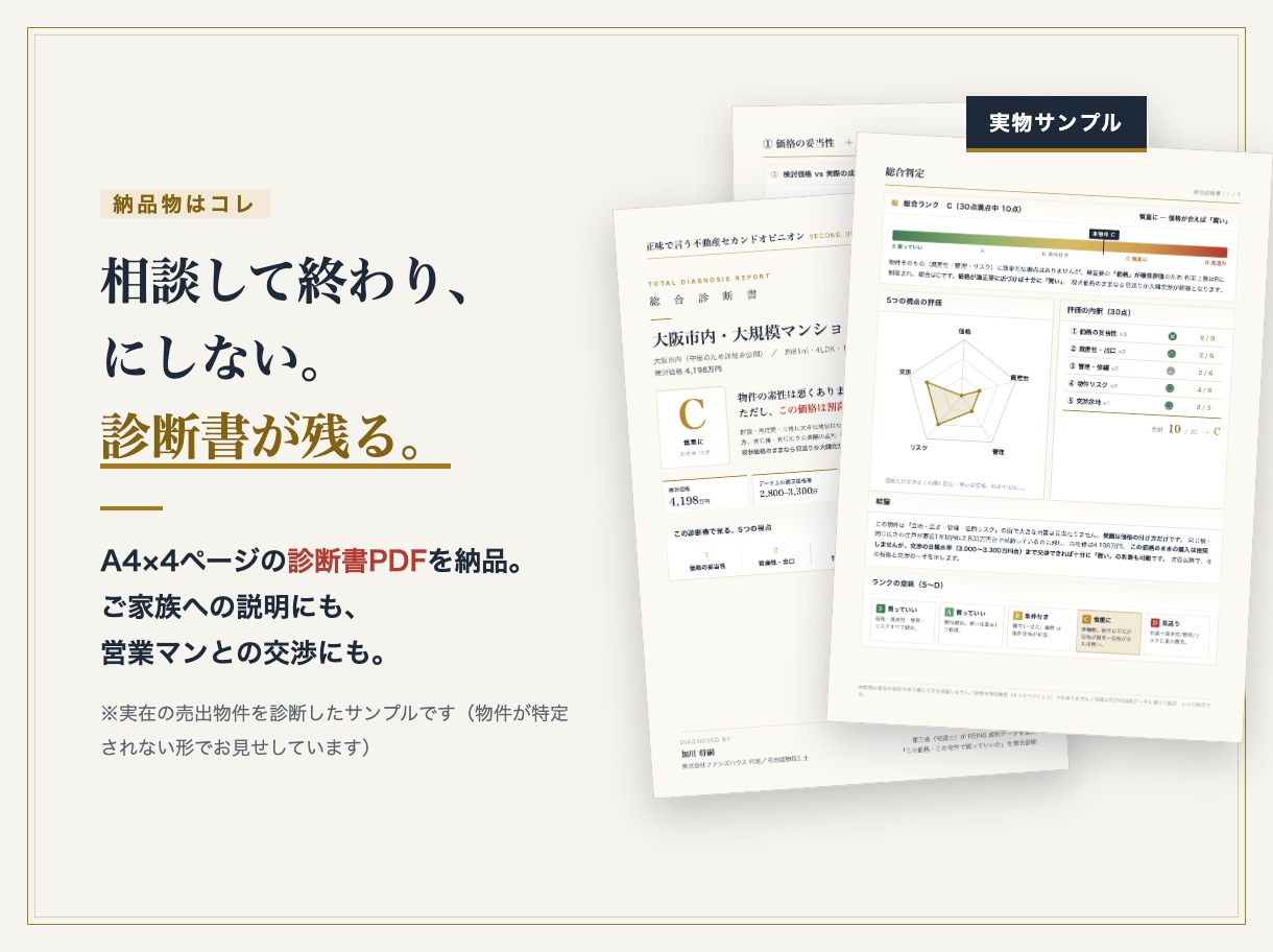 大阪の中古マンション、買うべきか診断します 相談実績500件超。成約データで診断書PDFをお渡しします イメージ2