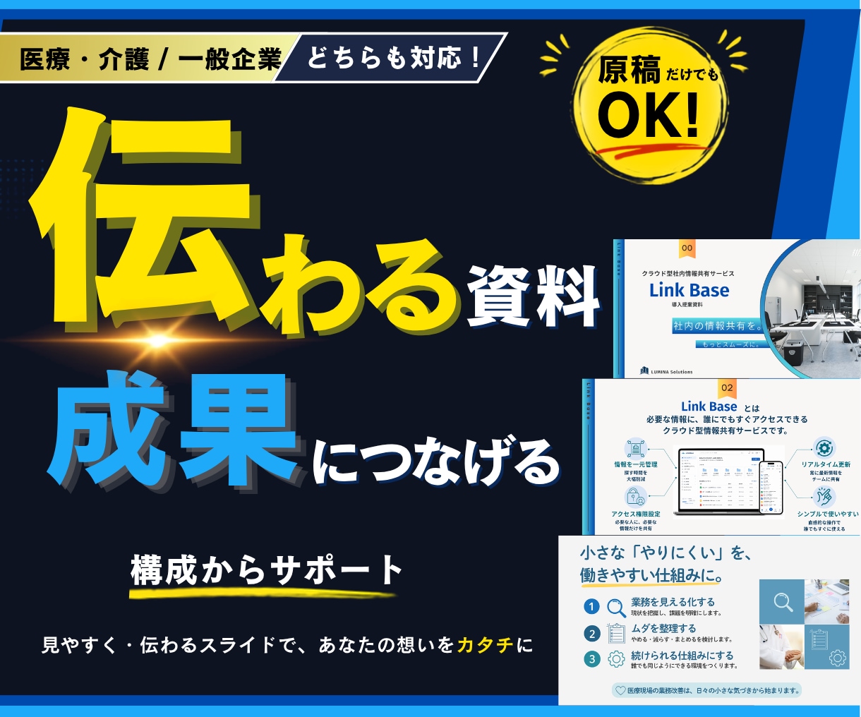 構成から伝わる資料をデザインします 原稿だけでもOK!　情報整理・構成からデザインまで イメージ1