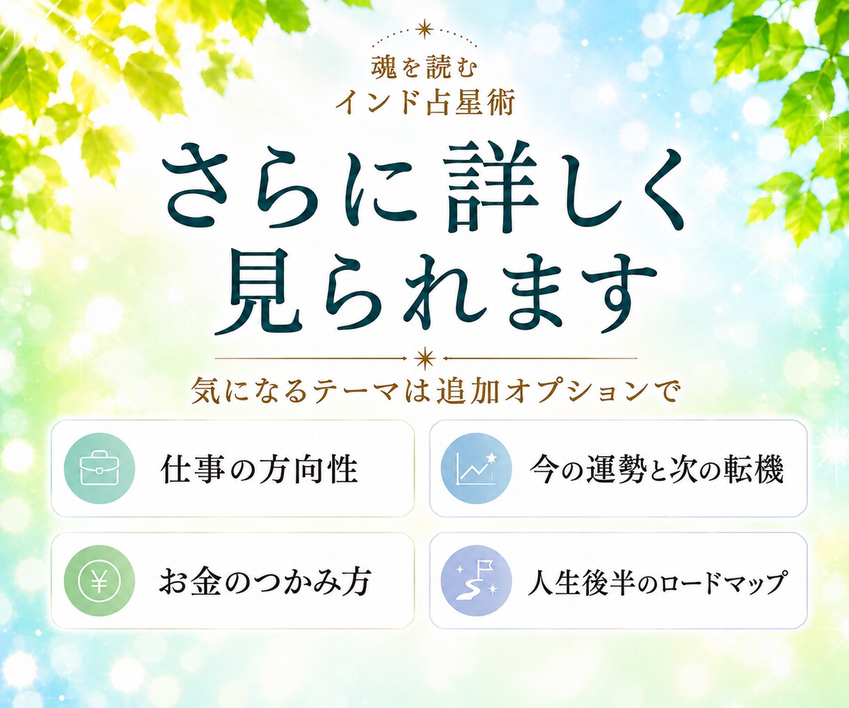 インド占星術で適職と仕事の方向性＋流れを鑑定します 50代から何を仕事にするのか？強み・使命・今やるべきことは？ イメージ5