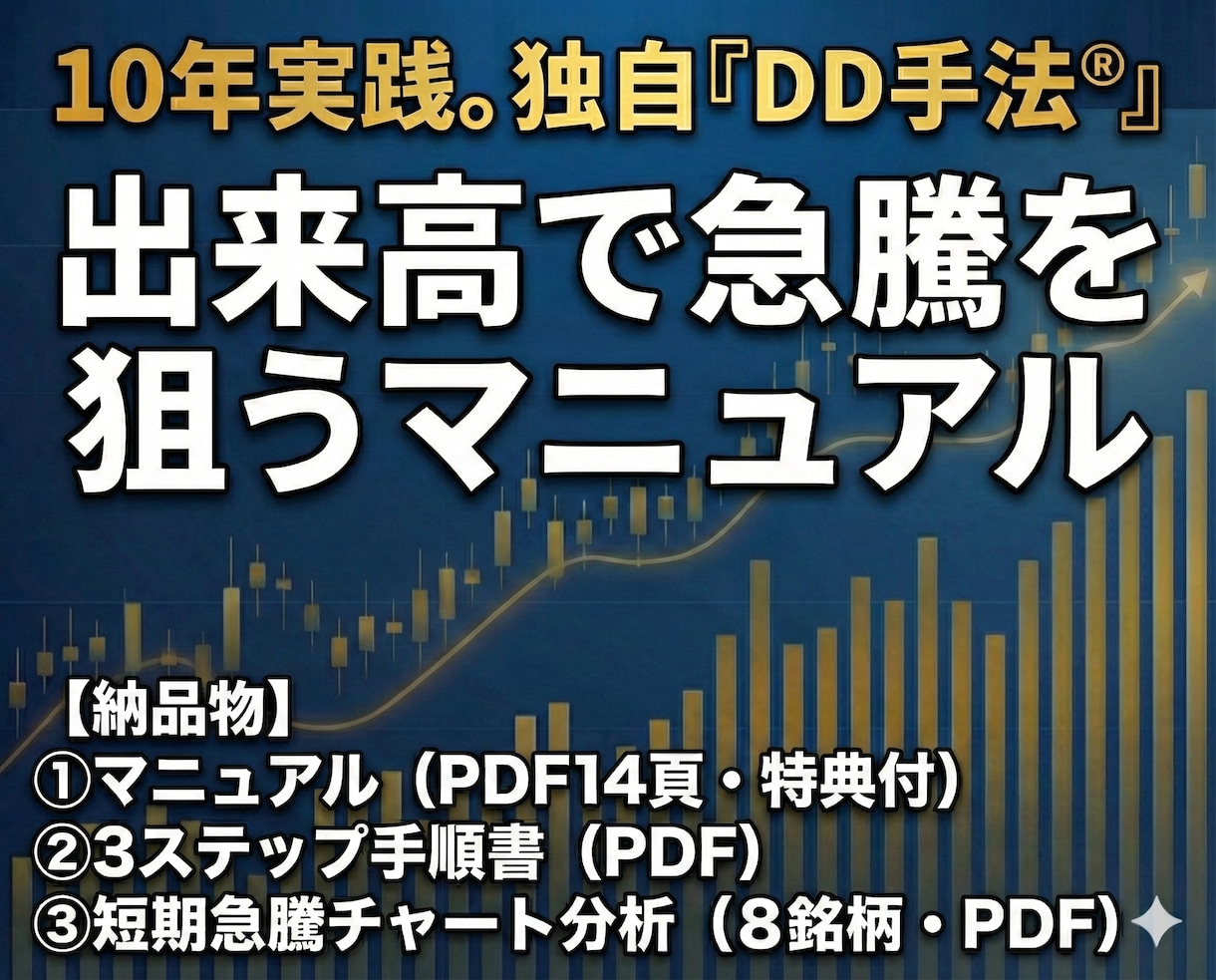 株式投資の基本マニュアルを提供します ◉初心者◉日本株の銘柄選び◉出来高によるスイングトレード手法 イメージ1
