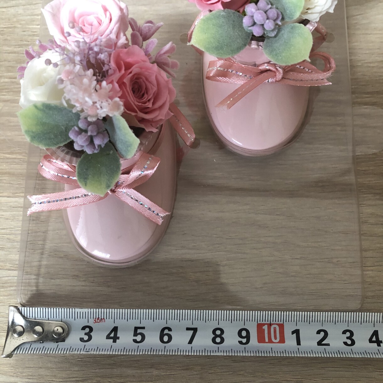 プリザーブドフラワーでベビーシューズを作ります 一点もの‼︎出産祝いにおすすめピンクのベビーシューズ イメージ2