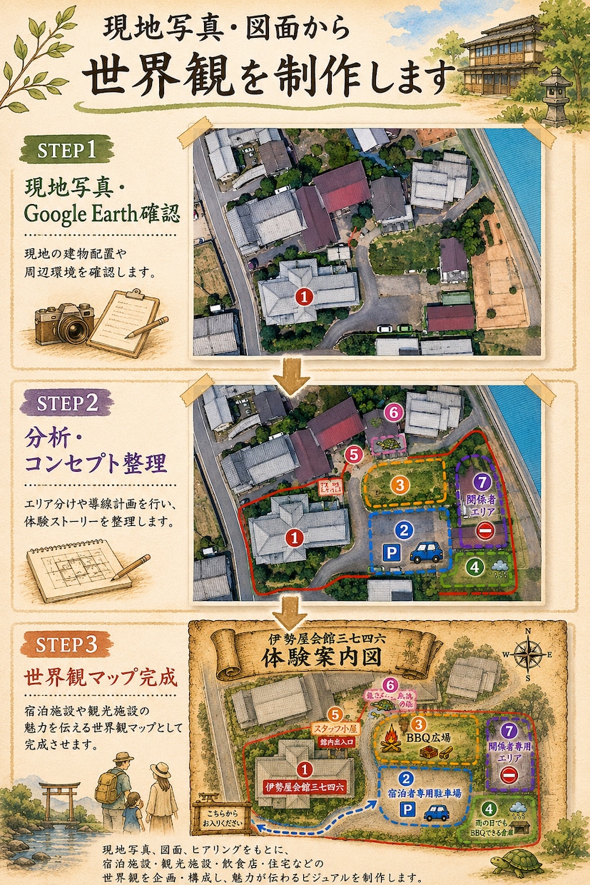 宿・観光・飲食店の世界観を制作します 経験とAIを活用し温かい世界観を形にします イメージ8